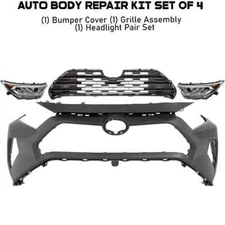Front Bumper Cover Fascia And Grille Assembly Kit For 2019-2021 Toyota RAV4