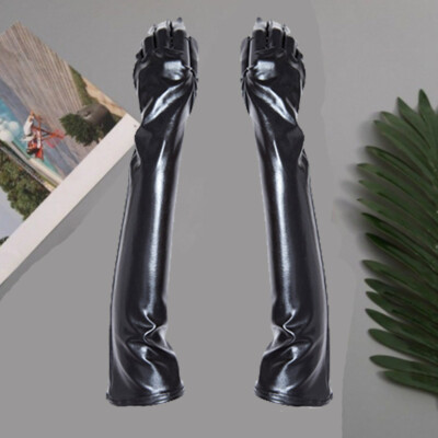 1 Paar Sexy Damen Lack Handschuhe NEU Gothic Extra Lange Handschuhe Wet-Look DE