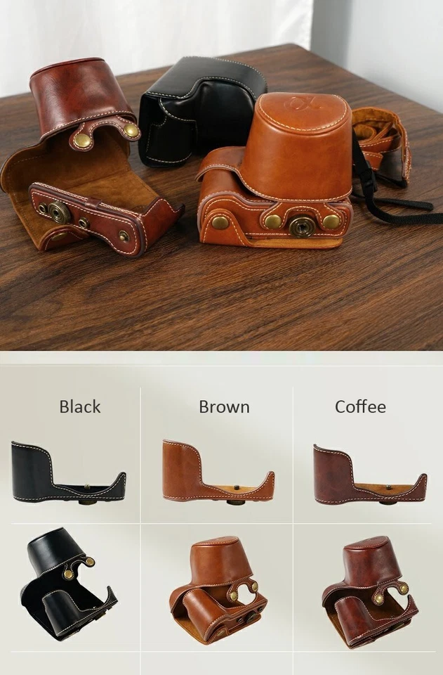 Funda protectora de cuero PU para cámara para Sony A6000 A6100 A6300 A6400 Foto 4 de 4