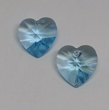 Swarovski Crystal Aquamarine Heart 6228 Pendant; 10mm 2pc or 14mm; March