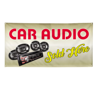 Vinyl Banner Multiple Sizes Car Audio Sold Here Advertising Printing Automotive