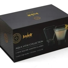 Set of Two Semi Square Cocktail Dessert Martini Crystal Drinking Glass 7.5 Oz