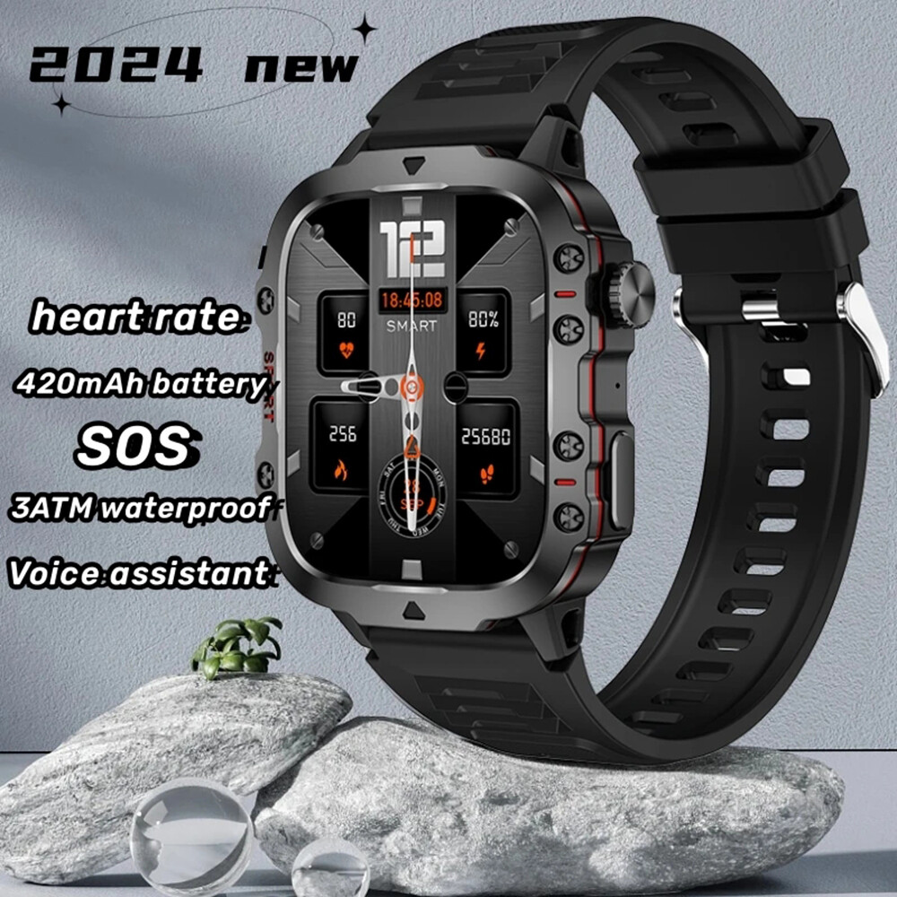 Military Smart Watch for Men(Answer /Make Call)Rugged Heart Rate Fitness Tracker
