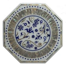 18" Marble Table Top Handmade Marquetry pietra dura floral Inlay art