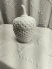 Vintage Milk Glass Lidded Pear/Strawberry/Acorn Shaped Trinket Container Jar