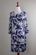 JEAN-PIERRE KLIFA Paris $159 Smooth Stretch Floral Border Dress Size Small