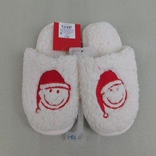 Wondershop Santa Smiley Face Kids Sherpa Christmas Slippers - 13-1, White 3283