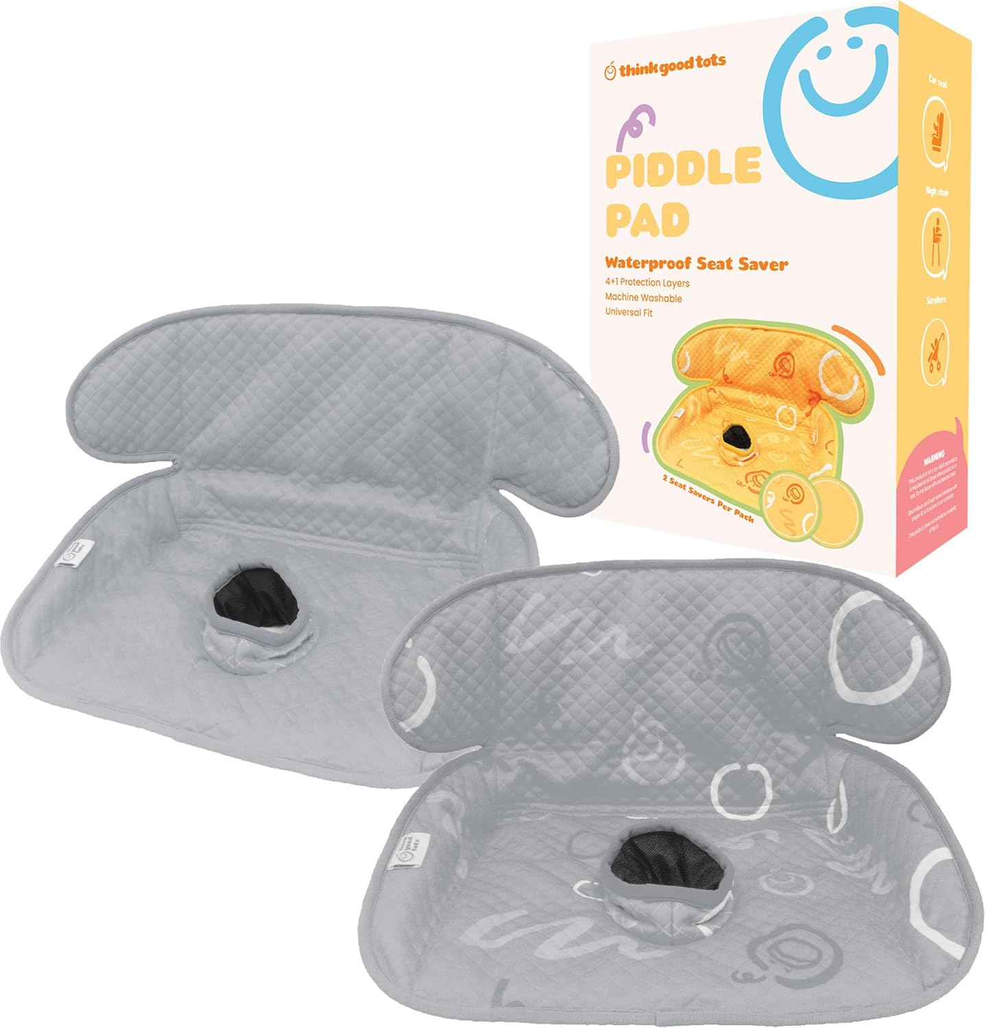 Grey Piddle Pad: Waterproof Car Seat Protector for Potty Training Toddlers, Babi