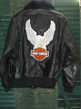 1960s 70s Vtg AMF HARLEY DAVIDSON Leather Bomber Aviator motorcycle Jacket coat