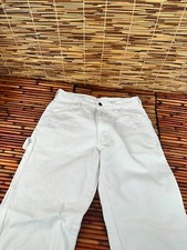 Dickies Vintage Men's White Talon Zipper Distressed Carpenter Pant Size 30x32