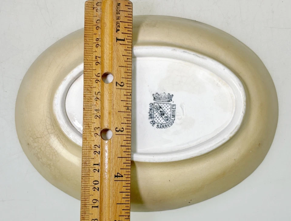 Jabonera Opaca de Sarreguemines Bandeja de Baratija Cerámica Ciudad Escena Iglesia Foto 4 de 4