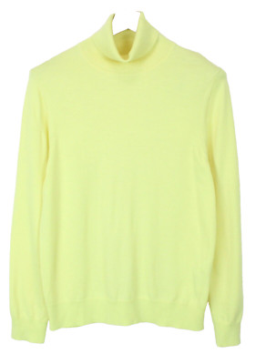SANDRO For The Future Jumper Men's MEDIUM Wool Long Sleeve High-Neck Yellow