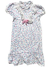 Jackie  s Girls Vintage Nightgown White Pink Flowers  Blue Bows Toddler Size 2T