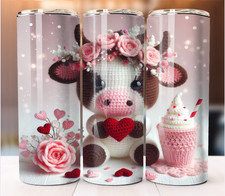 Cute Baby Cow Valentine 20oz Stainless Steel Tumbler Cup Mug Straw New