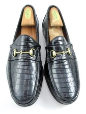 Allen Edmonds "VERONA II" Italian Dress Loafers 9 D Black Croco DISCONTIND(630N)