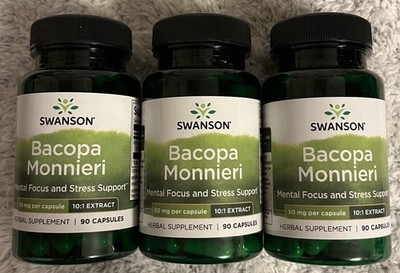 270 Caps Swanson Bacopa Monnieri 10:1 Extract 50 MG, Mental Focus, Stress