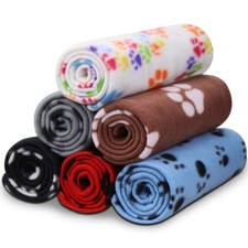 Cozy Paw Print Blankets for Pets   Soft Fabric 6 Pack Set
