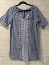 Boho Denim Dress Embroidered Size Medium