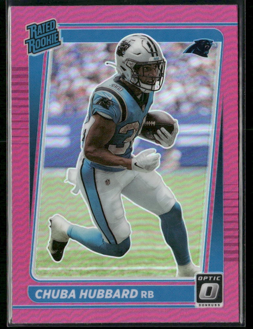 2021 Panini Donruss Optic - Rated Rookie Chuba Hubbard #225 Pink Prizm (RC)