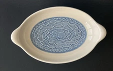 Longaberger American Craft Cornflower Blue Oval Baker  Baking Serving Dish 13”