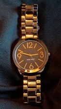 Nine West Quartz Analog Watch Black Dial Black Gun Metal Bracelet Arabic/Stick