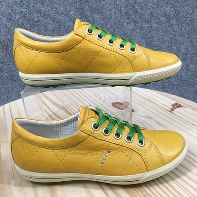 ECCO Street Retro Spikeless Golf Sneaker Women 38 Yellow Leather Limited Edition