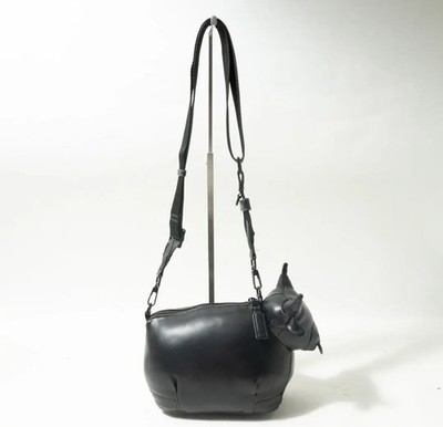 ZARA Ox-Head Shape Shoulder Bag - Black Vegan Leather USED FS JP