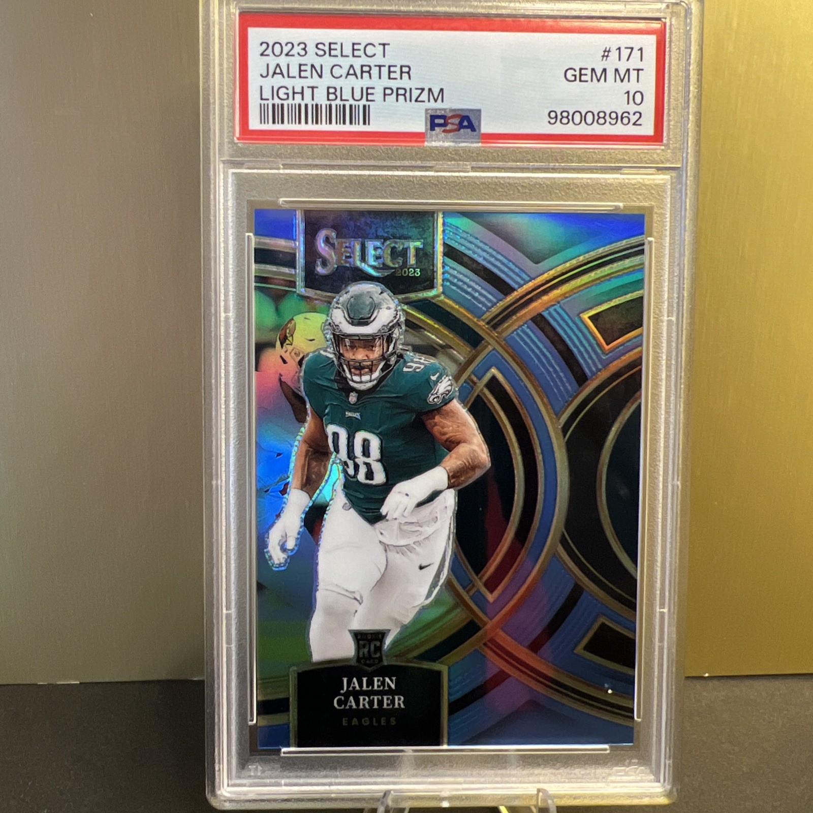 2023 Jalen Carter Panini Select Light Blue Prizm 93/99 SP PSA GM10 Premier (RC)