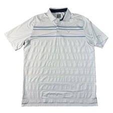 Callaway Golf Polo Swing Tech Opti-Dri Performance White Striped Mens Size Large