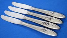 Lot of 4 Sears Tradition PROVINCIAL ROSE Glossy Stainless Hollow Dinner Knives