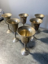 Set 6 calici cordiali vintage piccoli in metallo con stelo bicchieri da vino tazze liquore