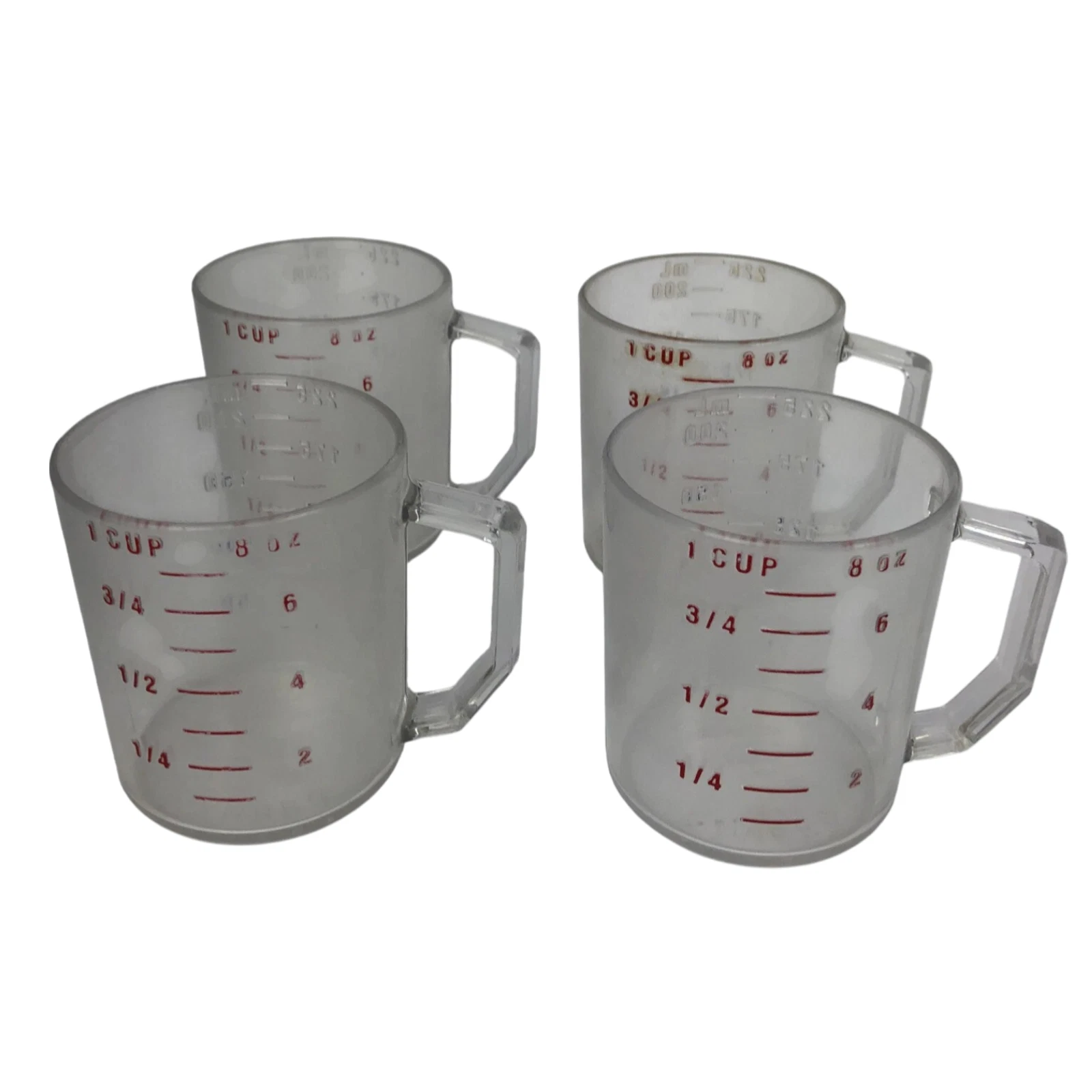 4 x Cambro 25MCCW135 Camwear Clear 1 Cup Measuring Cup - Made in the USA
