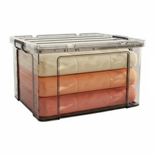 Stackable Clear Bin with Lid Heavy-Duty Stackable Lidded Tote Moisture-Proof