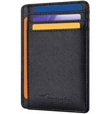 Travelambo Slim Wallet Front Pocket Minimalist Leather RFID Blocking Medium Size