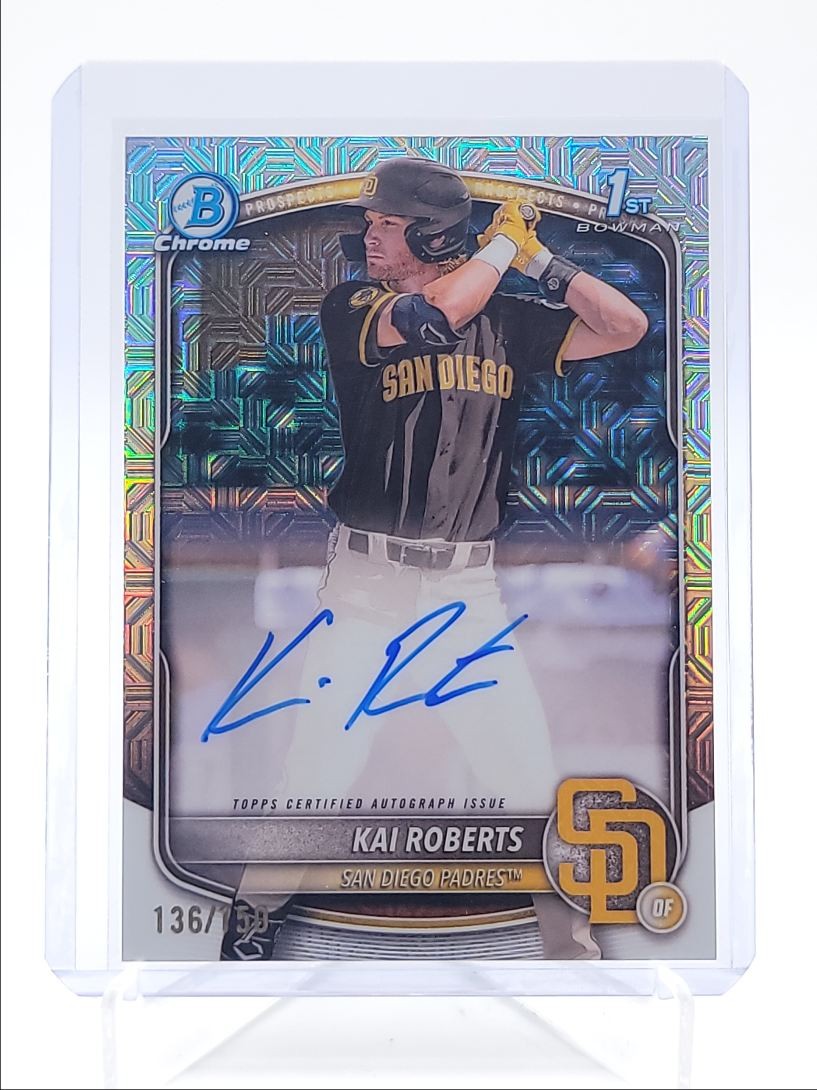 KAI ROBERTS 2025 BOWMAN CHROME 1ST AUTOGRAPH CHOICE HTA AUTO /150 Q5393