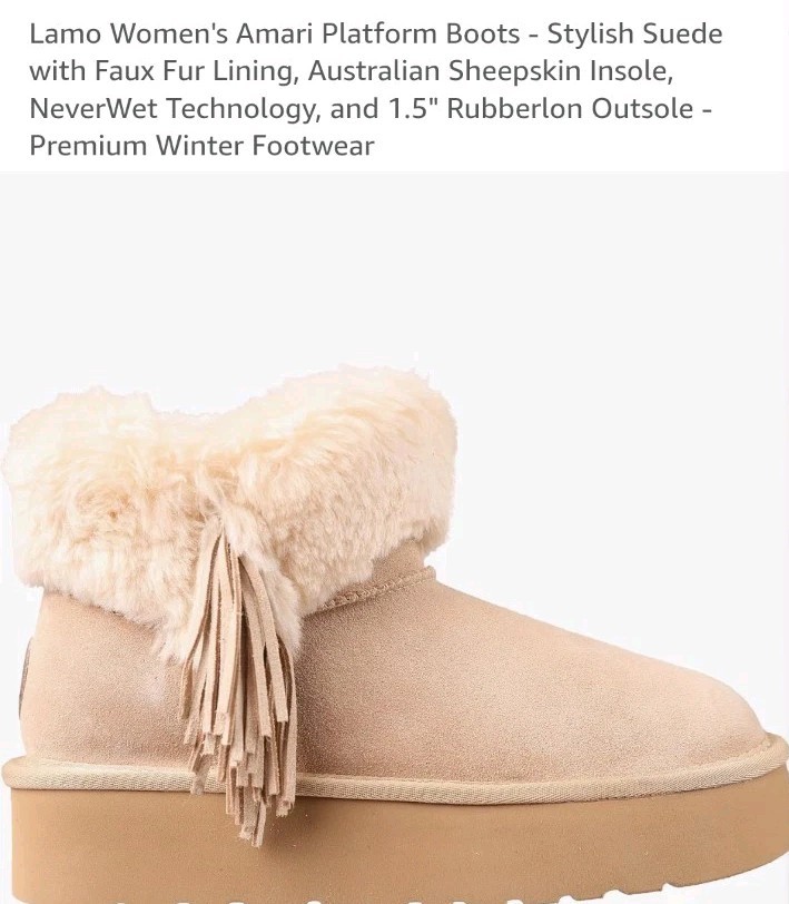 NUEVAS Botas de Invierno Lamo Amari Plataforma Arena Gamuza Plantilla de Piel de Oveja Australiana 11