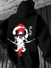 Autumn-Winter Ninja Style Japanese Samurai Print Men's Hooded Sweatshirt for a