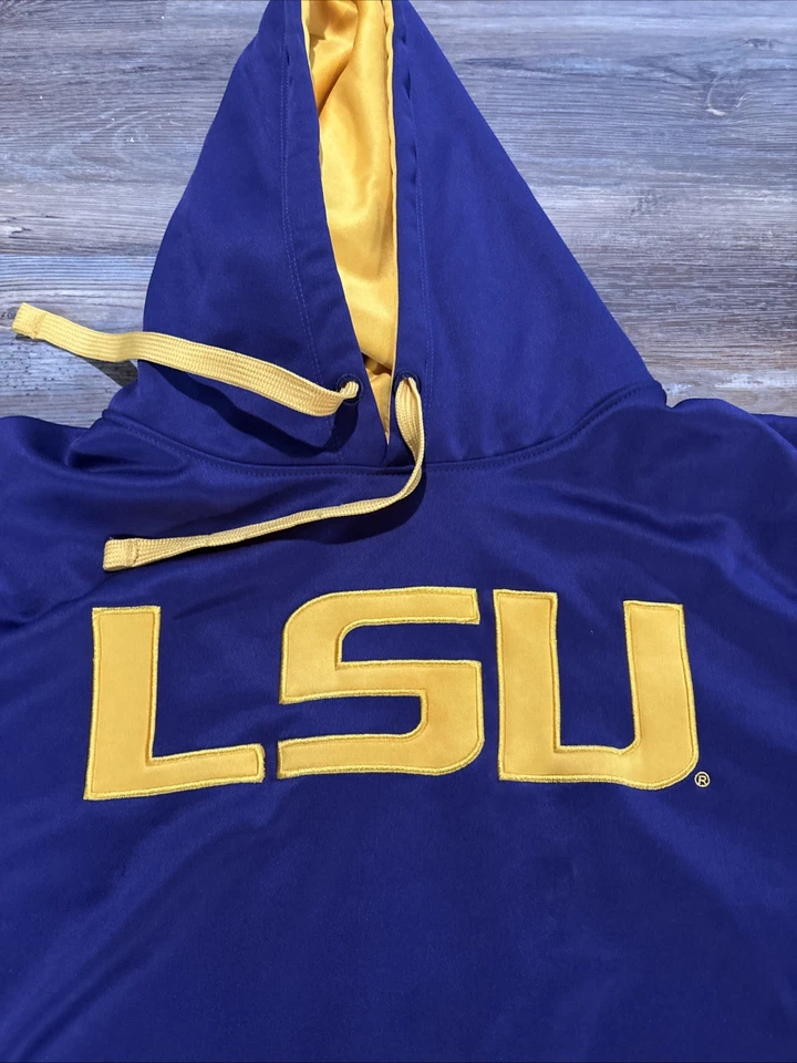 Толстовка с капюшоном мужская LSU Tigers Majestic пуловер размер 2XL фиолетовое золото - Изображение 2 из 4