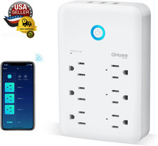 Plug Outlet Extender, USB Wall Charger with 3 Individual Smart Outlets and 3 Sma