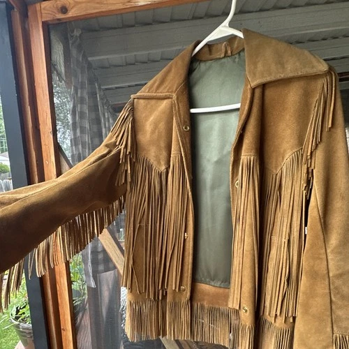 VTG 60s-70s Buckboard Woman’s Leather Fringe Western Snap Front Lined Jacket image 2