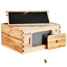Bee Hive Deep Box Starter Kit, 100% Beeswax Coated Natural Cedar Wood, Langstrot