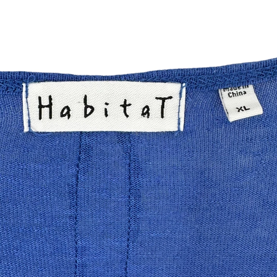 Suéter Habitat azul real 100 % lino tejido cuello redondo para mujer talla XL Foto 4 de 4