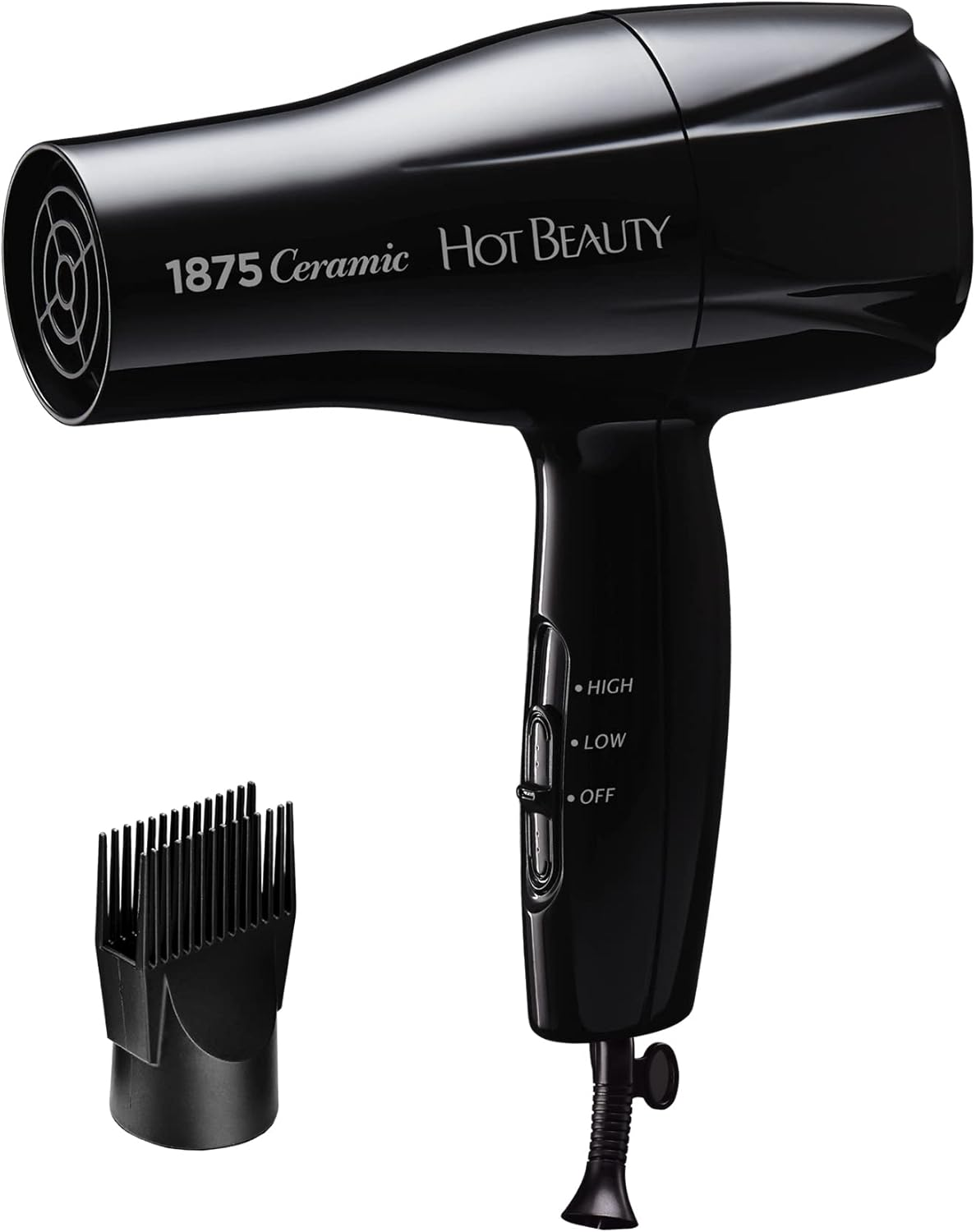 1875 Ceramic Hair Dryer, Powerful Fast Drying, Multi-Setting with Comb Attachmen