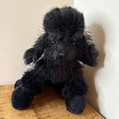 GANZ Black Poodle Puppy Dog Stuffed Animal Plush Toy 9'' Textured Hair