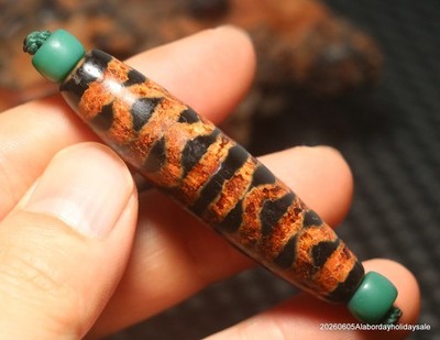 Magic Energy  Tibetan Old Agate Water Wave Big Rich Badly Etched dZi Bead Amulet