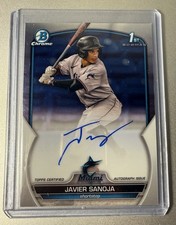 JAVIER SANOJA AUTOGRAPH 🔥 2023 1st Bowman Chrome Auto #CPA-JSJ 🐟 Miami Marlins
