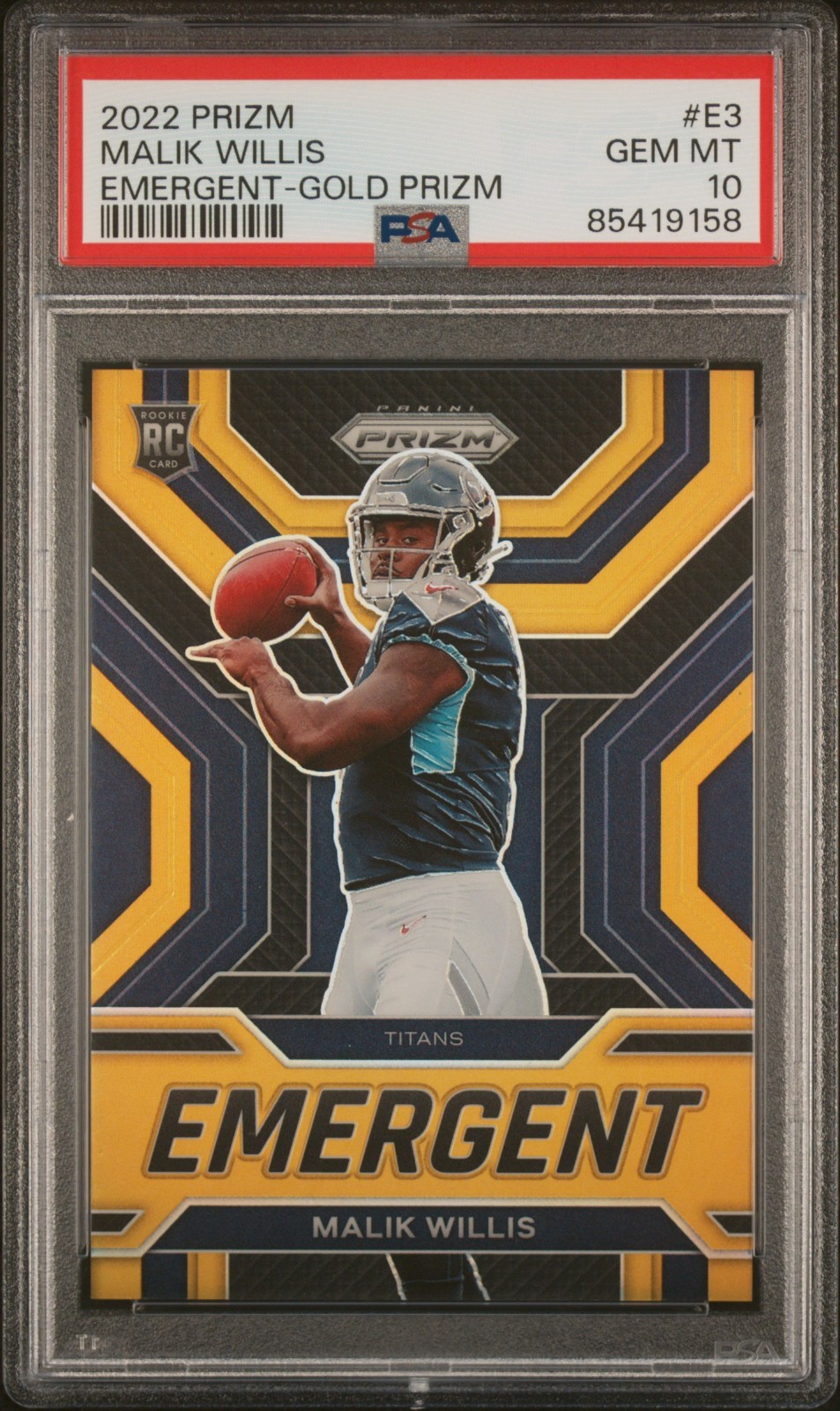 2022 Panini Prizm Malik Willis Gold Prizm Emergent Rookie RC #09/10 PSA 10