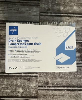 Medline 35 Individual Packaged Of 2x2 Split Gauze Drain Sponges