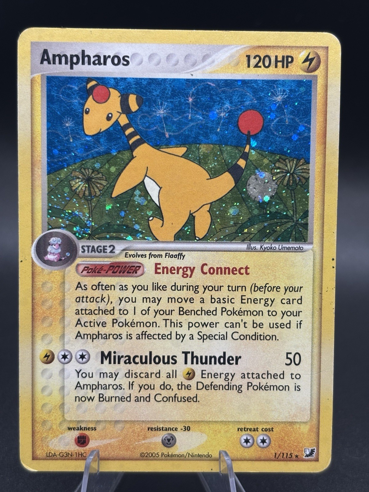 Pokémon Ampharos Holo Rare 1/115 Unseen Forces Stage 2 120HP Card English