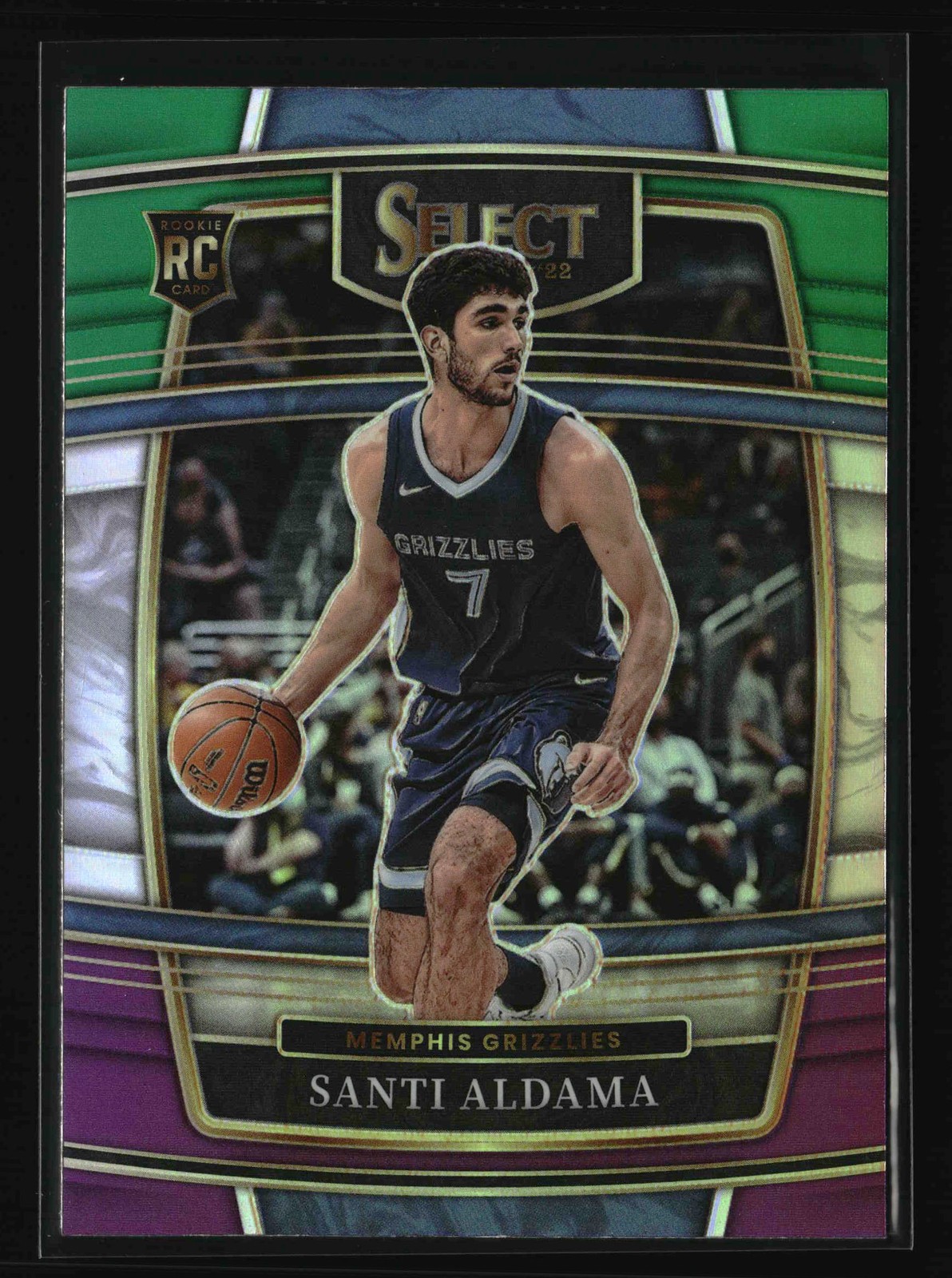 2021-22 Panini Select - Green White Purple Prizms - #64 Santi Aldama RC